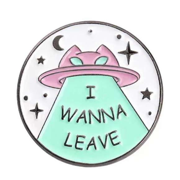 I Wanna Leave x Mental Health Matters colorful enamel cartoon pin lapel brooch - Picture 2 of 11